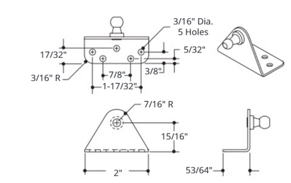 Attwood 90d Brkt W/ball S.s Rev
