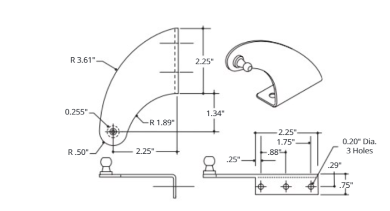 Attwood Crscnt Brkt Blk Rev 1/4"h