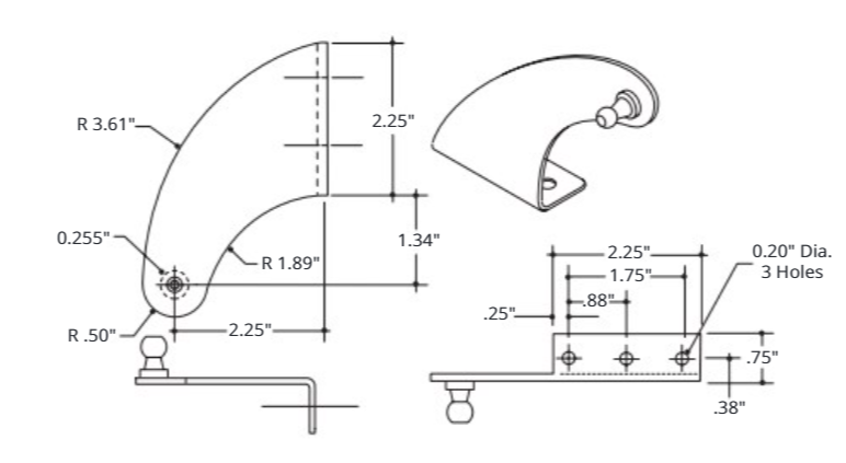 Attwood Brkt-SS,cresent,rh 10ball
