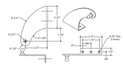 Attwood Brkt-SS,cresent,rh 10ball