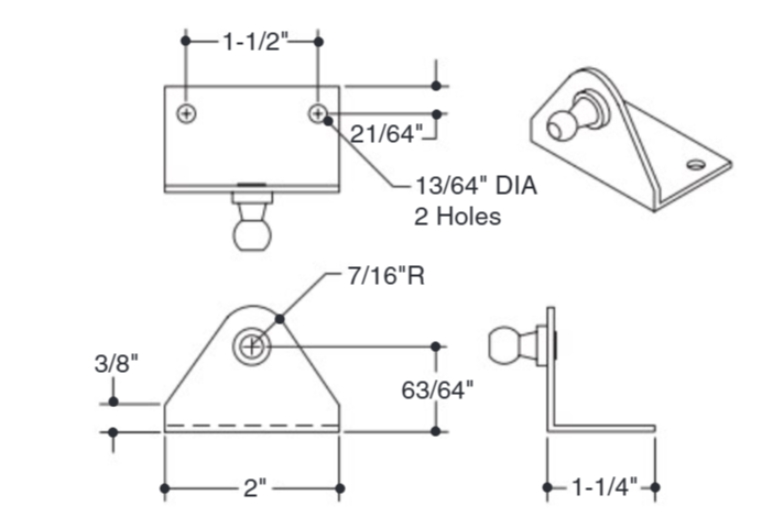 Attwood 90d Bracket W/rev 10 Mm B