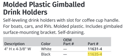 Attwood Syn Gimballed Drink Holdr Black (Display Carton)