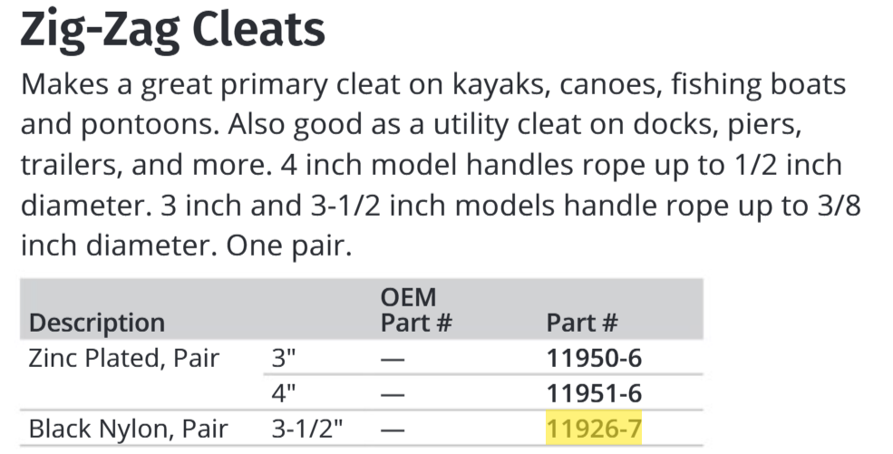 Attwood Cleat, Zig Zag