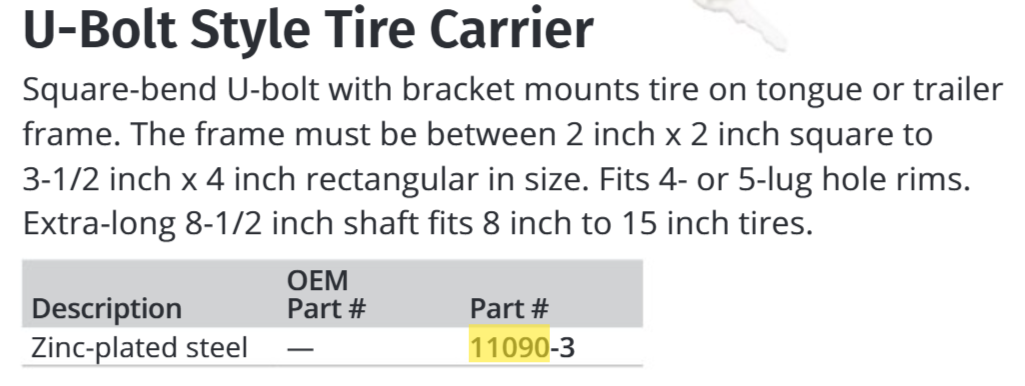 Attwood Spare Tire Carrier