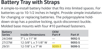 Attwood Tray,battery W/strap29/31 (Bulk)