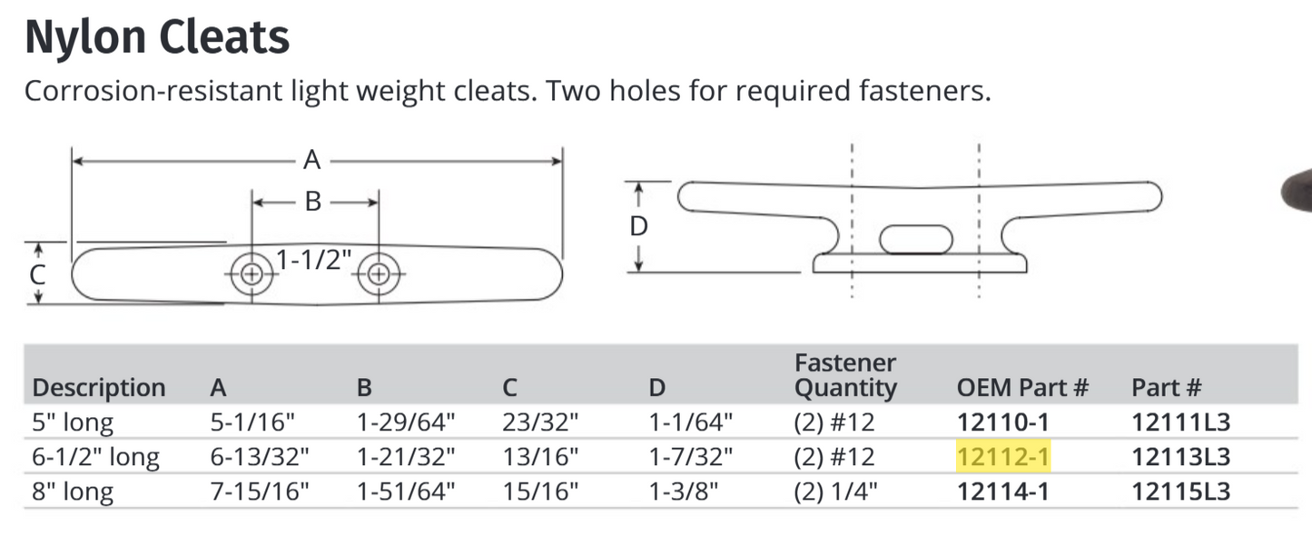 Attwood 6 1/2" Nylon Cleat