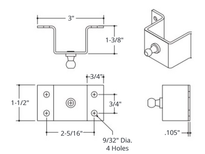 Attwood B109761 "u"bracket W/ B