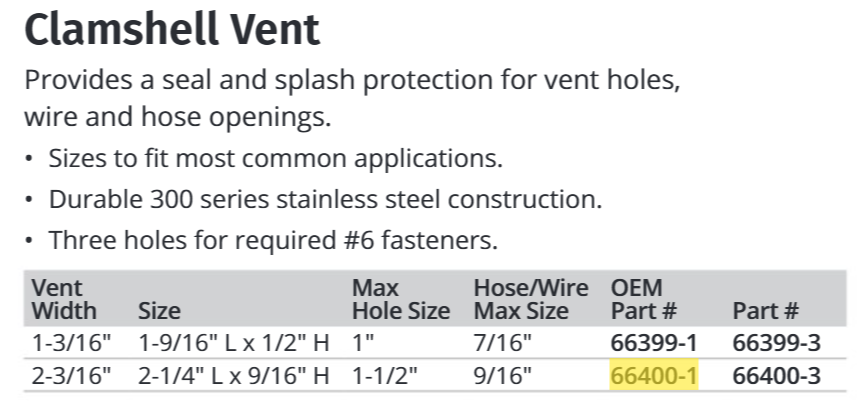 Attwood Vent-clam Shell SS Lg (Bulk)