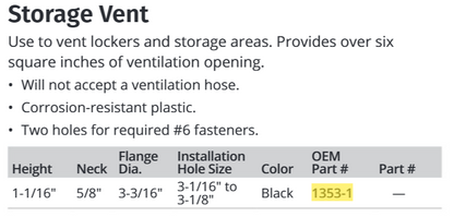 Attwood Vent-transom     Blk