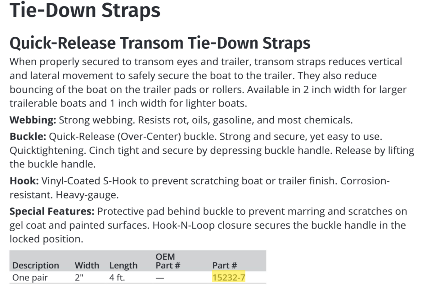 Attwood Transom Strap 4' X