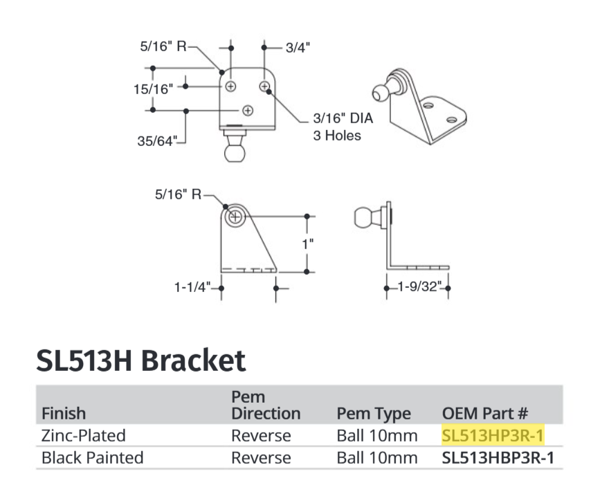 Attwood Sm 90d Brkt 3hole W/rv 10