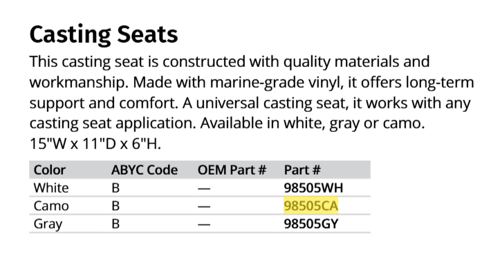 Attwood Casting Seat Camo